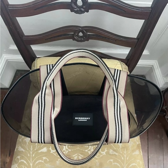 Burberry Authentic Beach Tote, gently used, traditional Burberry colors. - Picture 2 of 8